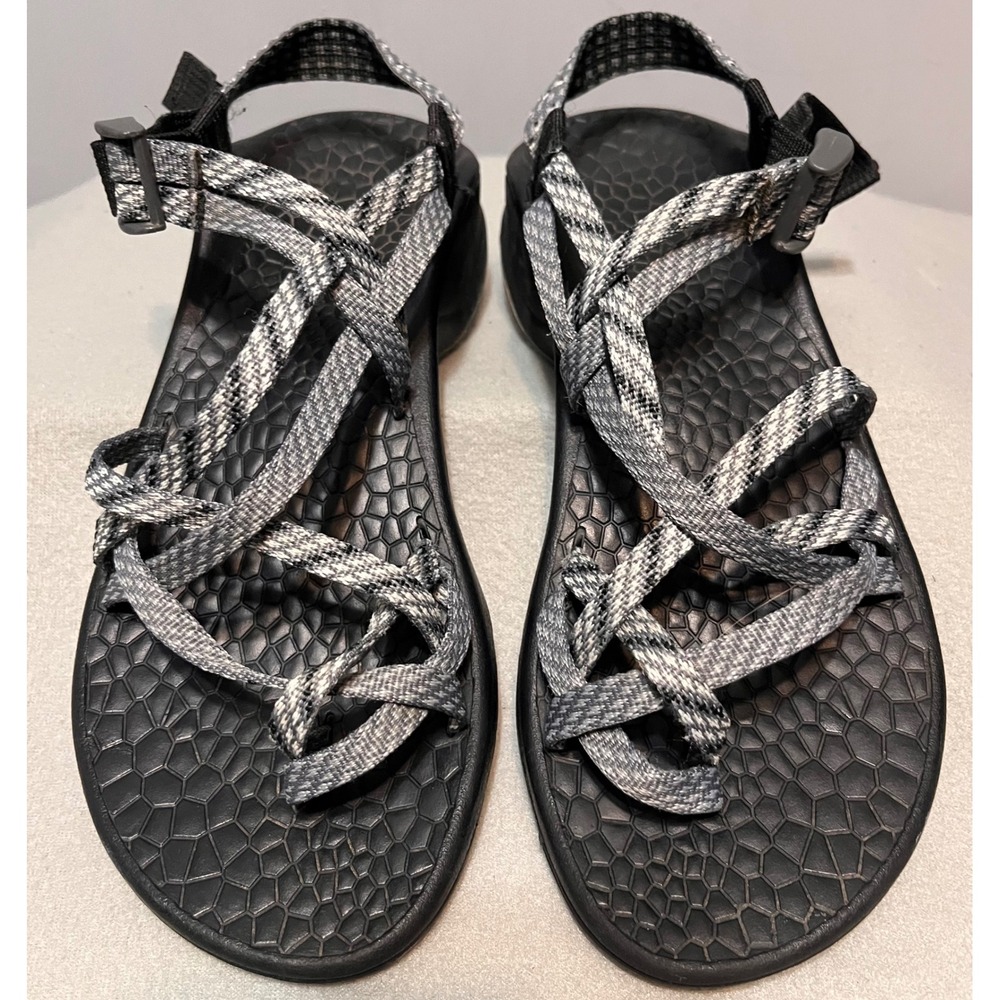 Chaco Womens Z Cloud X2 Sandals Gray White Double Strap Toe Loop Hiking Size 9